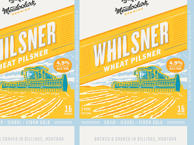 Meadowlark Brewing Can Design beer branding brewery can design combine craft beer design system farming illustration packaging packaging design pilsner tractor type typography vector wheat