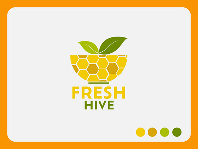 Fresh Hive Logo design adobe illustrator bee branding bright colorful design flat fresh graphic design hive leaves logo vector yellow