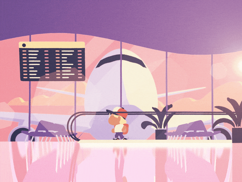 Travelator air airport animated animation character cycle flight travel walking