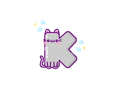 K — Kawaii Kitty adobe cartoon cat character cute grey illustration kawaii kitty meow paws vector