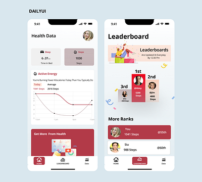 #dailyui #19 leaderboard app dailyui design figma health illustration leaderboard logo screen screens ui ux