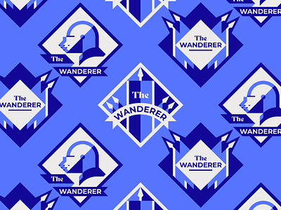 The Wanderer banner branding design flat graphic helm heraldry illustration illustrator knight logo minimal vector