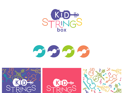 Kid Strings Box Logo Design branding kids logo logo logo design strings instrument subscription box violin