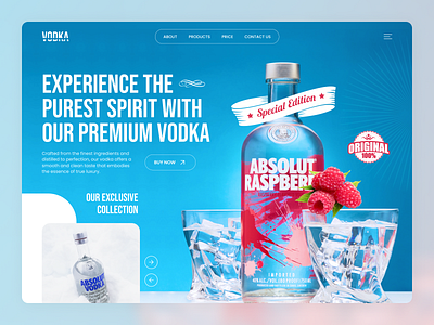 Vodka Website animation clean creative design dribbble drink figma flat interface liquor minimal product startup typography ui ux vodka web web design website