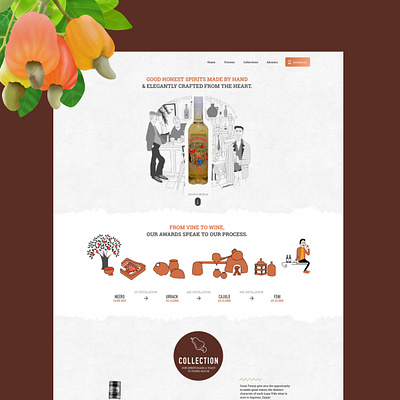 Cashew Feni Website 3d animation branding design dribbble. web drinks illustration landing page new ui ux