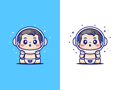 Baby Astronaut Lost in Space👶🏻🧑🏻‍🚀 astroman astronaut baby boy character cute diapers dream helmet icon illustration kids logo milk profession rocket sky space star work