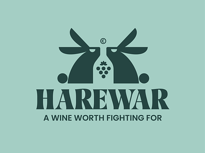 harewar animal beverage branding cool cute drink fight grapes hare logo rabbit war wine winery