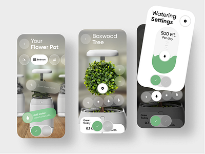 S.Pot- Smart Flower Pot android app blur concept development future glass home ios minimalism mobile smart ui ux