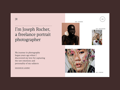 Photographer's portfolio website UI couture design digital editorial editorial design graphic design layout modernism photography pink portfolio website typography ui ui design unsplash webflow