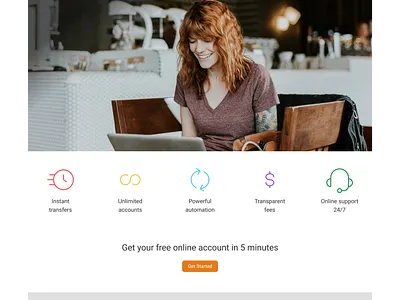 Online bank landing page bank branding graphic design landing page ui website