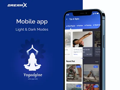 Yogadgine [Fitness] app dark theme design dreamx figma fitness fitness app illustration iphone mobile mobile app mobile app design mobile design sport ui ui design ux ux design wireframe workouts