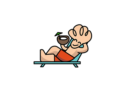 Tourist on the beach🔥 beach branding cartoon style design graphic design illustration logo minimalism modern illustration resort sunbathing tan vacation vector
