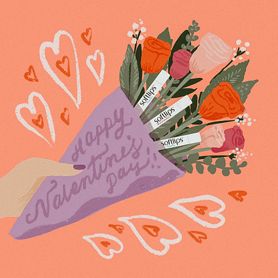 Softlips® Valentine's Day Illustration graphic design handdrawn illustration lettering typography