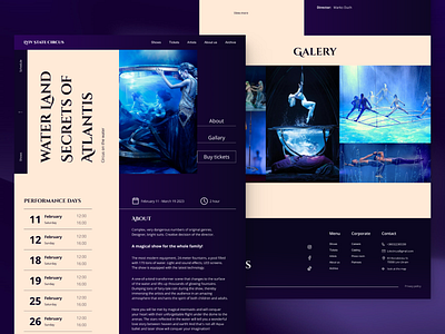 Circus website circus design events graphic design home page show theater ticket ui ux website