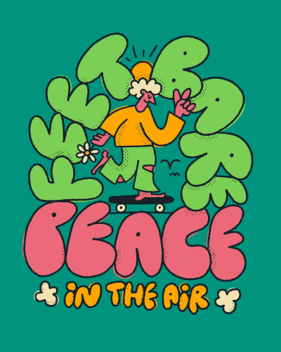 feet bare, peace in the air art character design doodle fun illustration lettering texture type