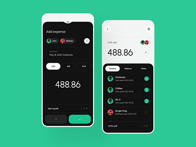 SplitMate: Modern and Intuitive Bill Splitting App app design design gradient mobile app mobile ui uidesign