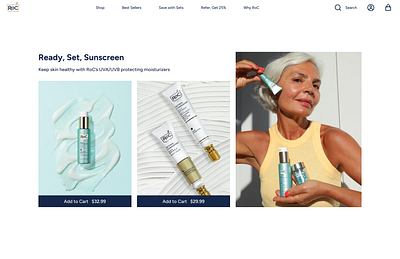 RoC Skincare beauty ecommerce ecommerce redesign skincare web design
