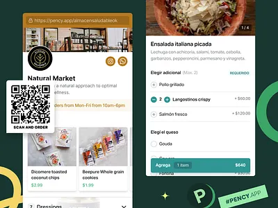 Side project: pency.app food landing online store order ordering store