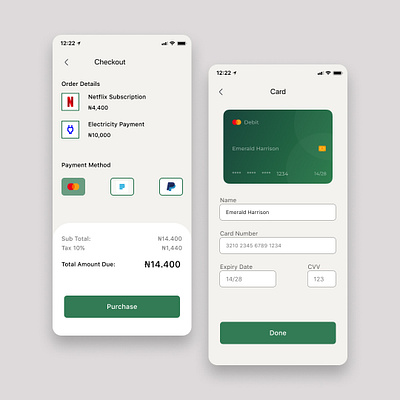 Daily UI 002 :: Credit Card Checkout app design figma ui