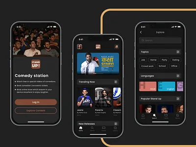 STAND UP! | Entertainment & Booking App animation app design application apps booking app branding case study design designs entertainment mobile mobile app mobile design mobile screens prototype ui ui design uiux ux ux design