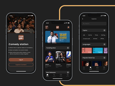 STAND UP! | Entertainment & Booking App animation app design application apps booking app branding case study design designs entertainment mobile mobile app mobile design mobile screens prototype ui ui design uiux ux ux design