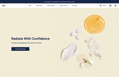 RoC Skincare Landing Page beauty ecommerce design ecommerce landing page redesign skincare ui web design