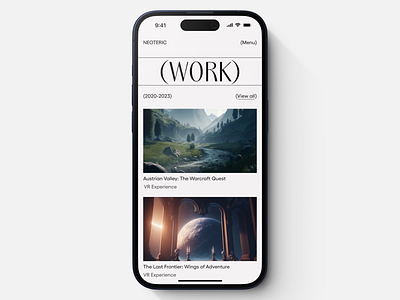 Neoteric Work Page (Mobile) contrast design interaction design ios iphone layout minimal mobile mobile design modern responsive studio typography ui ui design uiux user interface user interface design ux web