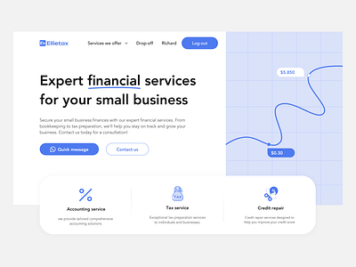 Web site design: landing page home page UI | Richoco Studio adobe xd branding design figma finance illustration tax service ui ui and ux ux