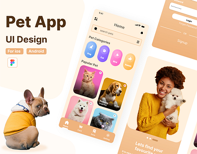 Pet Adoption App UX Case study app buy dog design dog logo pet pet app typography ui uiux ux