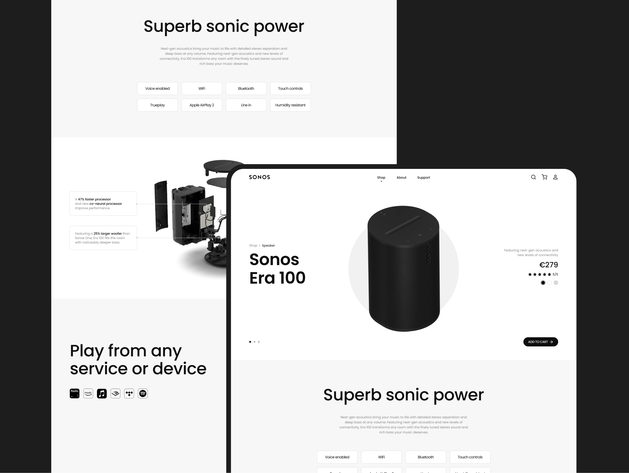 SONOS redesign website app ecommerce website minimal minimalism minimalist modern sonos speaker technology technology ecommerce typography ui ui design uiux web website