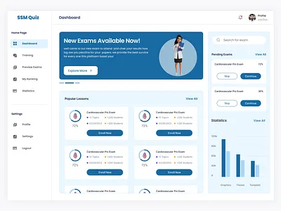 Online Examination Dashboard Design app design design illustration landing page design online show result design online test dashboard ui ux ux design