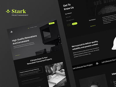 Stark - Real Estate Project Management UI UX Landing page design dark mode design landing page landingpage project management design project management landing page project management website property landing page property management landing page property management website property website real estate design real estate landing page real estate website ui ui design ui ux ui ux design
