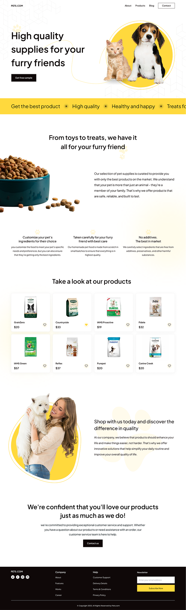 Pet supplies website Landing page by suriya narayana on Dribbble