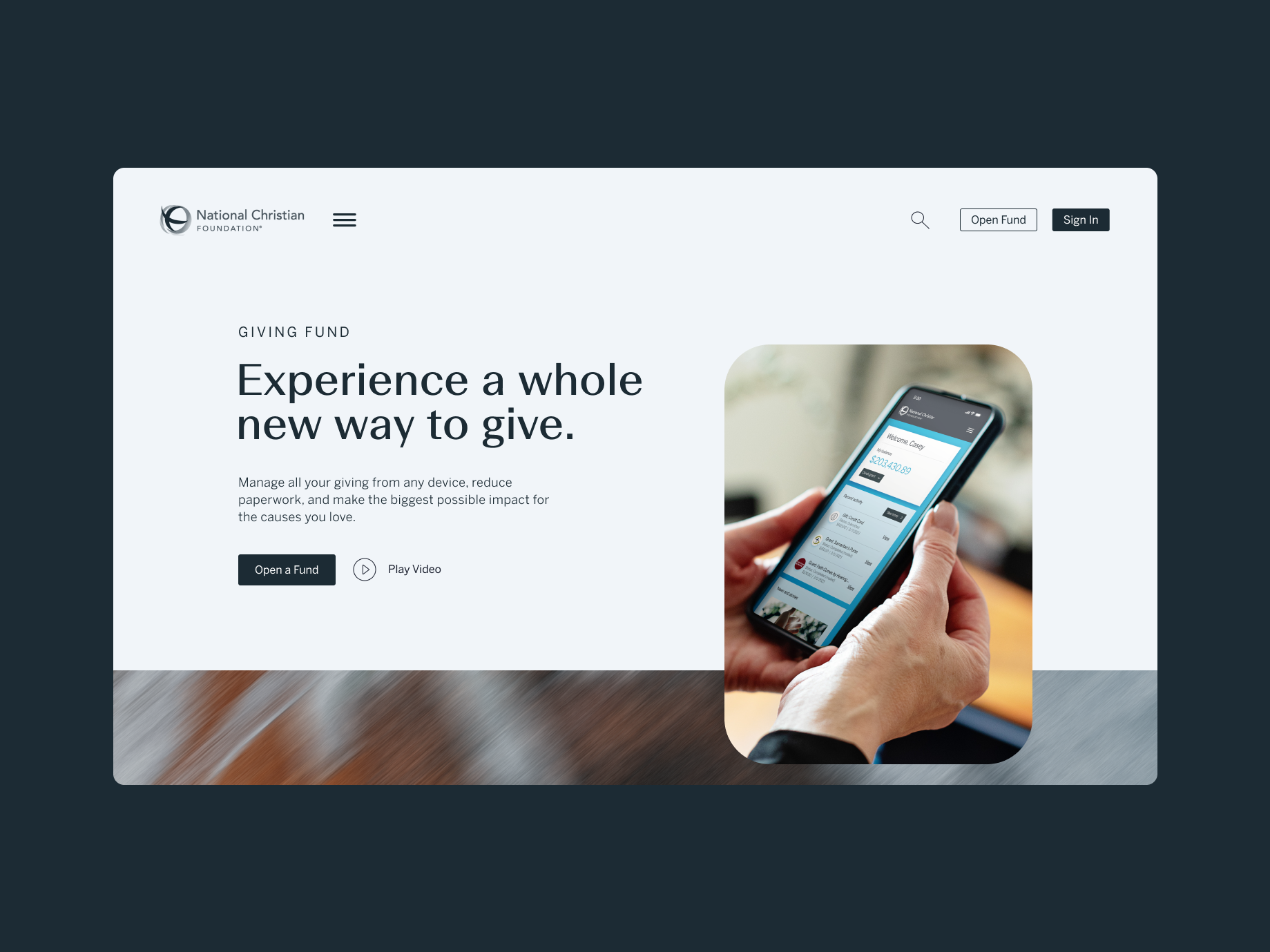 Giving Fund Homepage brand design brand designer branding homepage parell design ui web design web designer website
