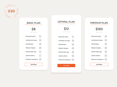 Daily UI Challenge - Day 30: Pricing 030 app daily ui dailyui day 30 design pricing pricing plan ui ux