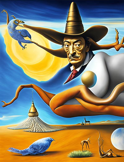 Surrealist painting inspired by Salvador Dalí design digital art graphic design illustration print