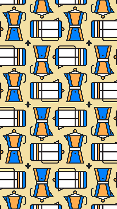 Coffee Maker Tile bialetti cafe cafetera coffee coffee maker french press grinder illustration ilustración moka espresso molino mosaico patron pattern prensa francesa tile