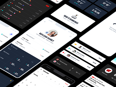 Mashup of latest projects app athlete b2b dashboard fitness graphs health illustration profile results saas schedule scores sports statistics stats table tool ui ux