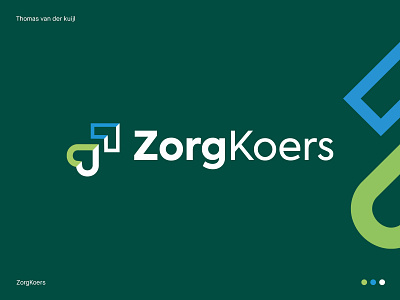 ZorgKoers Logo: Captivating Healthcare Brand Identity Design blue brandidentity branding care caregivinglogo caring compass direction green guide guiding health healthcarebrand healthcarelogo journey marketing medic medical modernlogodesign navigation