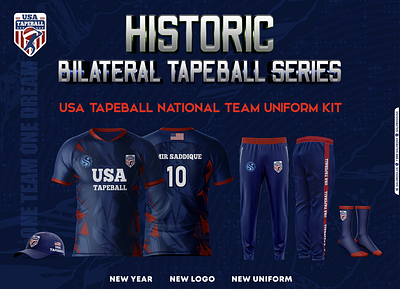 USA Tapeball Official Uniform Kit Design cap cap design crickett shirt football t shirt graphic design mockup new york ny salmedia salmediausa socks socks design united states of america usa