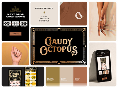 Brand Identity for Gaudy Octopus beauty brand branding color palette design gothic identity logo design nail brand neo gothic product shopify typography ui visual identity