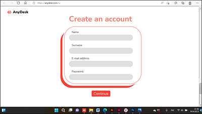 AnyDesk registration page redesign dailyui 001 design illustration redesign