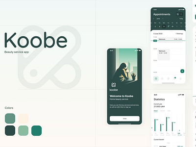 Koobe — beauty service app account animation app beauty branding calendar charts constructor logo mobile services ui ux