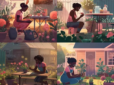Garden Mom ai illustration midjourney