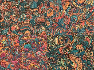 Psychedelic Doodles ai illustration midjourney