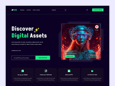 NFT Design | Landing Page blockchain crypto website cryptocurrency design figma graphic design landing page minimal nft nft art nft design | landing page nfts ui ux website