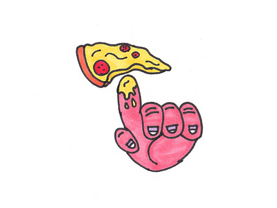 Pizza Point cartoon character cheese chubby drawing drip dripping finger nails fingers hand hand drawn hands illustration markers pepperoni pizza pizza slice