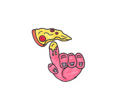 Pizza Point cartoon character cheese chubby drawing drip dripping finger nails fingers hand hand drawn hands illustration markers pepperoni pizza pizza slice