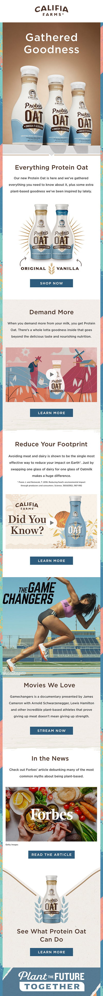 Califia Farms, Protein Oat Email branding design food illustration ui
