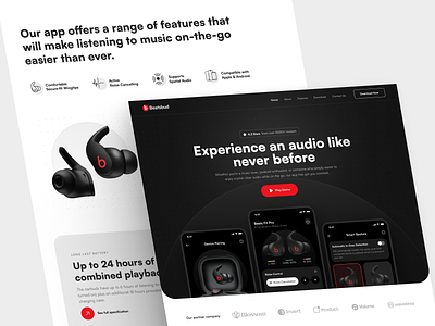 Beatsbud - Landing page apps landing page audio battery beats concept connect earbud earbud landing page earbuds earphone earpod headphone landing landing page simple simple landing page tws ui web website